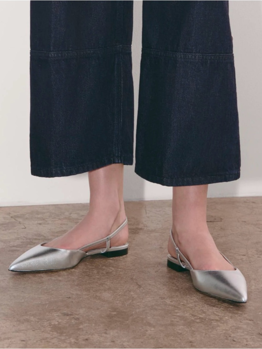 Everlane Studio Slingback Flat in Silver